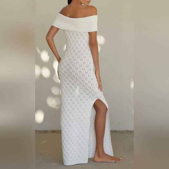 By Anthropologie Women's Sleeveless Ivory Tropics Maxi Sweater Dress - Picture 3 of 12